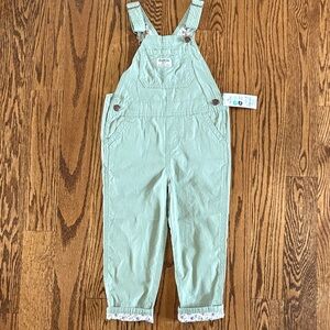 OshKosh B'gosh Green Overalls with Floral Accents